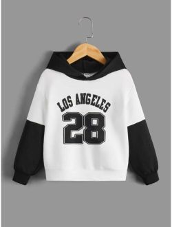 Toddler Boys Letter Graphic Two Tone Hoodie