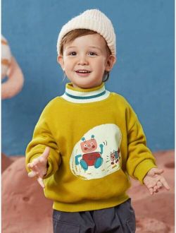 Toddler Boys Cartoon Graphic Drop Shoulder Sweatshirt