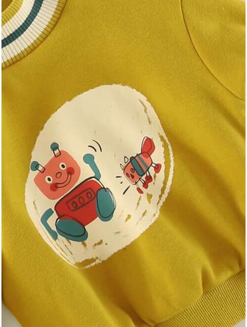 Shein Toddler Boys Cartoon Graphic Drop Shoulder Sweatshirt