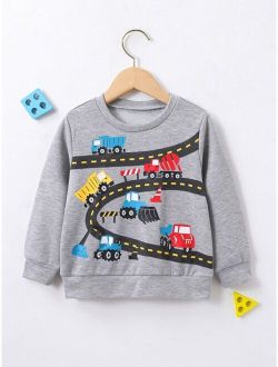 Toddler Boys Cartoon Car Print Sweatshirt