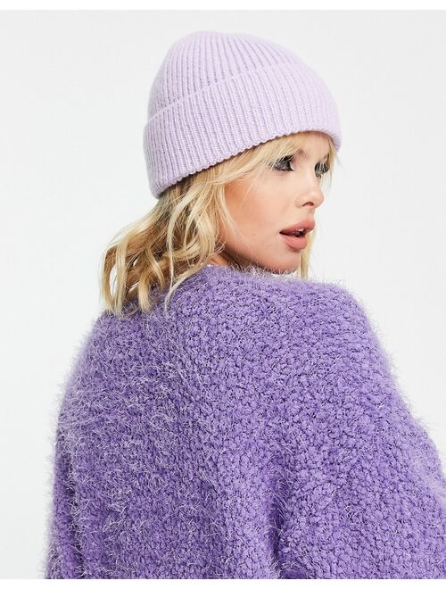 Topshop ribbed fisherman beanie in lilac