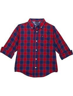 Kids Checker Plainweave Button-Down Plaid Shirt (Big Kids)