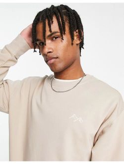 mountain embroidered sweatshirt in stone