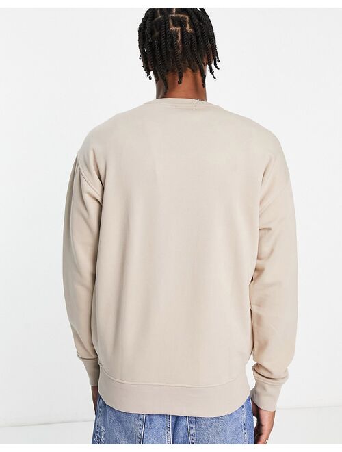New Look mountain embroidered sweatshirt in stone