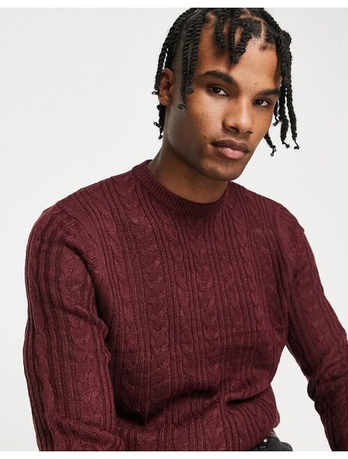 New Look relaxed fit crew neck sweater in burgundy