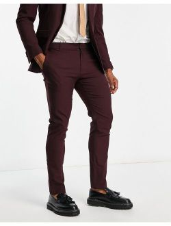 skinny fit suit pants in burgundy