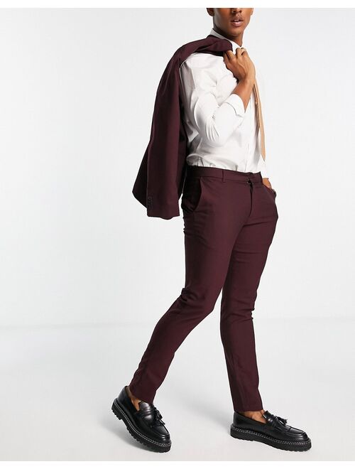 New Look skinny fit suit pants in burgundy
