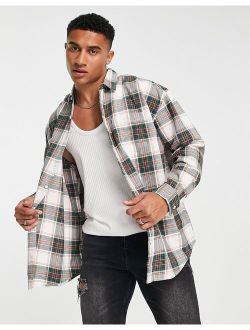 oversized check shirt in white