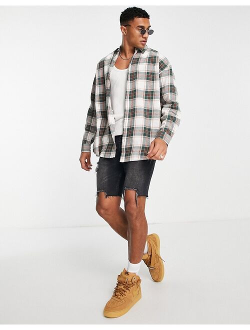 New Look oversized check shirt in white
