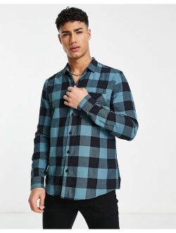 long sleeve buffalo check shirt in green