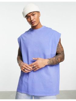 extreme oversized tank top in washed blue