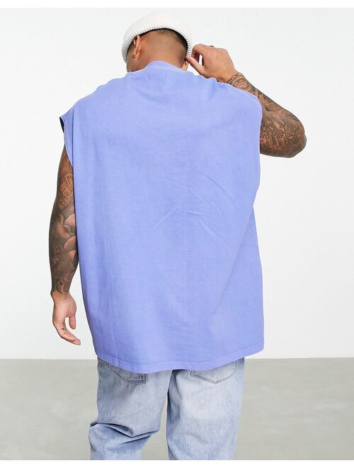 Topman extreme oversized tank top in washed blue
