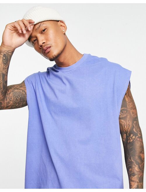 Topman extreme oversized tank top in washed blue