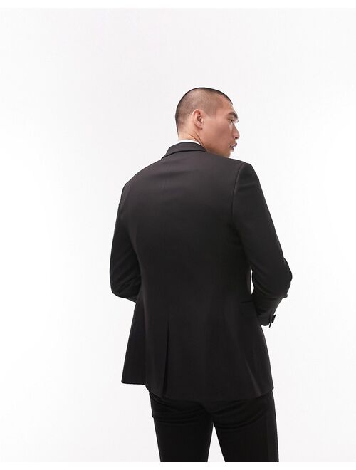 Topman super skinny tux suit jacket in black