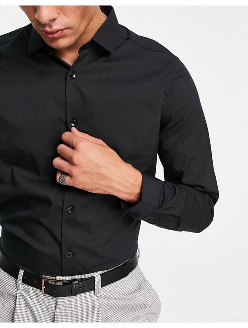 Topman smart shirt with stretch in black
