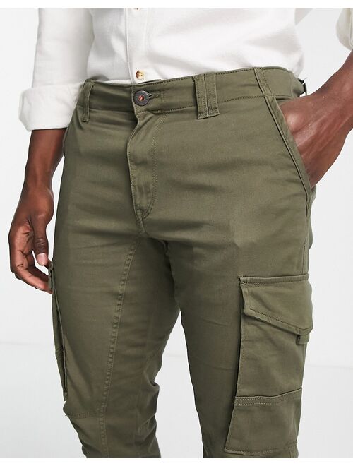 Jack & Jones Intelligence cuffed cargo pants in green