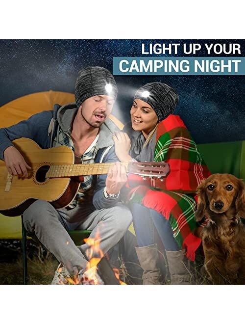 Highever Gifts for Men Beanie Hat with Light - Christmas Stocking Stuffers for Men Dad Birthday Gifts for Men Women Husband Teens Him Rechargeable Flashlight LED Headlamp