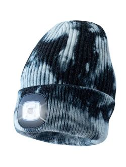 HEAD LIGHTZ Beanie with Light, Warm Knit Hat for Winter Safety, Unisex LED Hat Light Fits Most Men, Women and Kids, LED Beanie Hat Flashlight Stocking Cap Headlamp, Head 