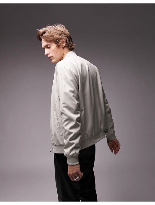 Topman classic fit bomber jacket in stone