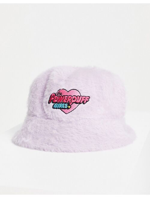 Skinnydip x Powerpuff Girls fluffy logo bucket hat in lilac