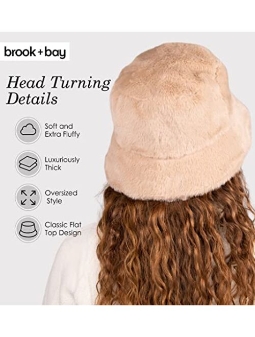 Brooks Brook + Bay Faux Fur Bucket Hat - Fuzzy Bucket Hats & Fur Hat - Winter Bucket Hat, Fluffy Bucket Hat, Furry Bucket Hat