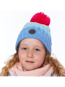 Girl Striped Knit Hat Blue - Toddler Child