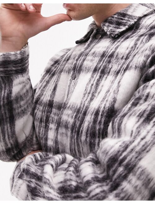 Topman wool blend jacket in black and white check