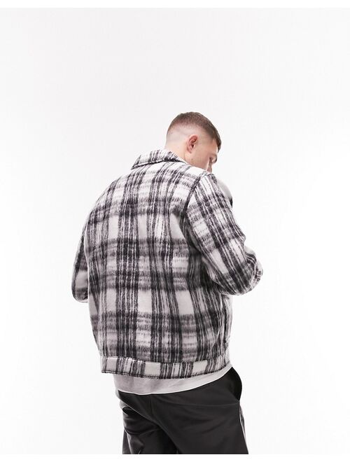 Topman wool blend jacket in black and white check