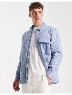 quilted overshirt in blue