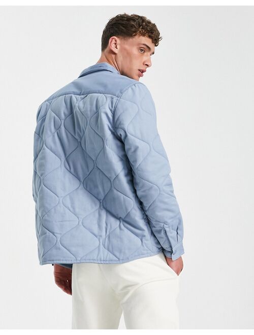 Topman quilted overshirt in blue