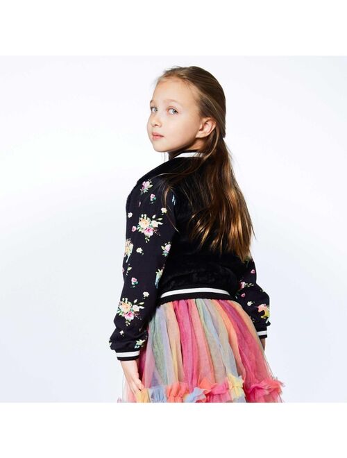 DEUX PAR DEUX Girl Bomber Jacket With Unicorn Print Sleeve - Child