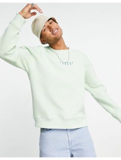 oversized sweatshirt with parlez vous embroidery in sage