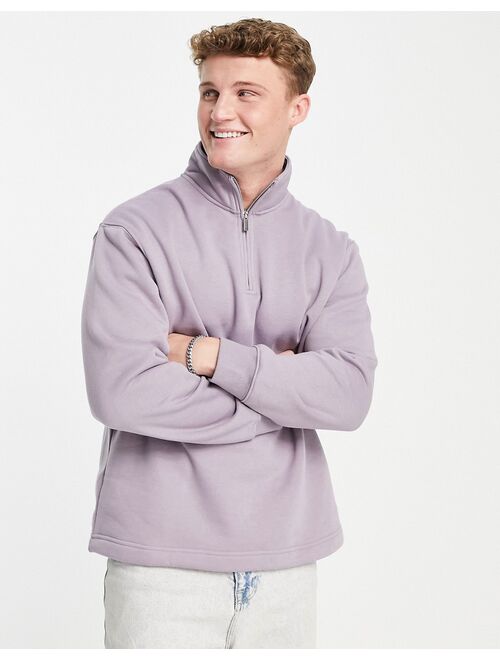 Topman 1/4 zip sweatshirt in lilac - part of a set