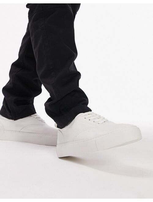 Topman canvas scorch sneakers in white