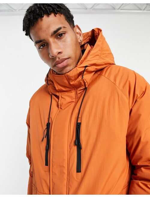 Topman tech short parka in orange