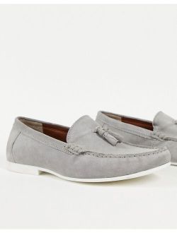 gray real suede malik tassel loafers
