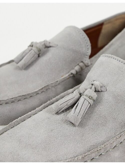 Topman gray real suede malik tassel loafers