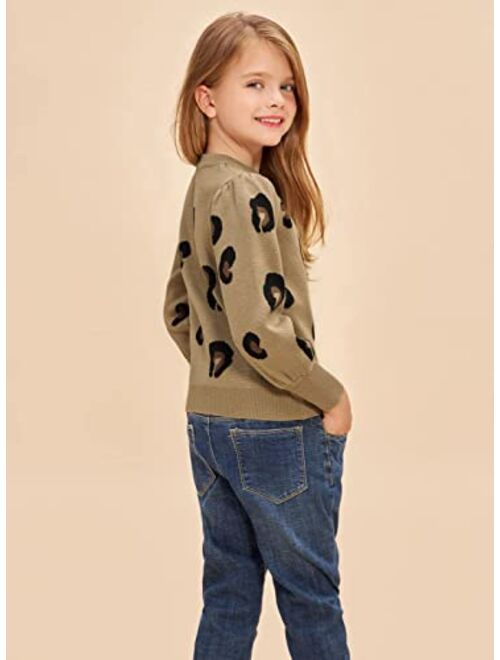Danna Belle Girls Fall Long Sleeve Crew Neck Leopard Pullover Christmas Sweaters 5-12Years
