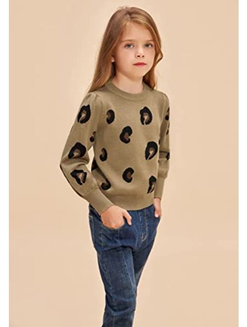 Danna Belle Girls Fall Long Sleeve Crew Neck Leopard Pullover Christmas Sweaters 5-12Years