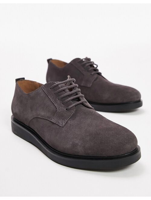 Topman hudson cillian gray suede derby shoes