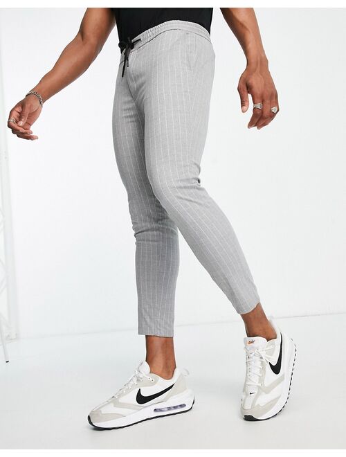 Topman smart sweatpants in gray stripe