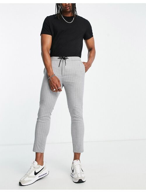 Topman smart sweatpants in gray stripe