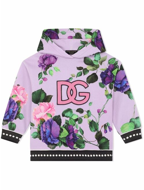 Dolce & Gabbana Kids floral-print cotton hoodie