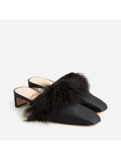 Layla mule heels with feathers