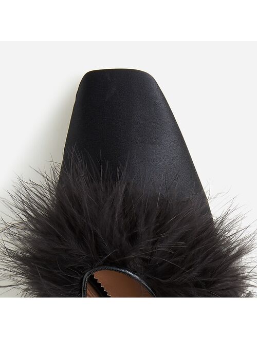 J.Crew Layla mule heels with feathers