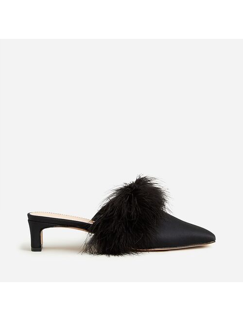 J.Crew Layla mule heels with feathers