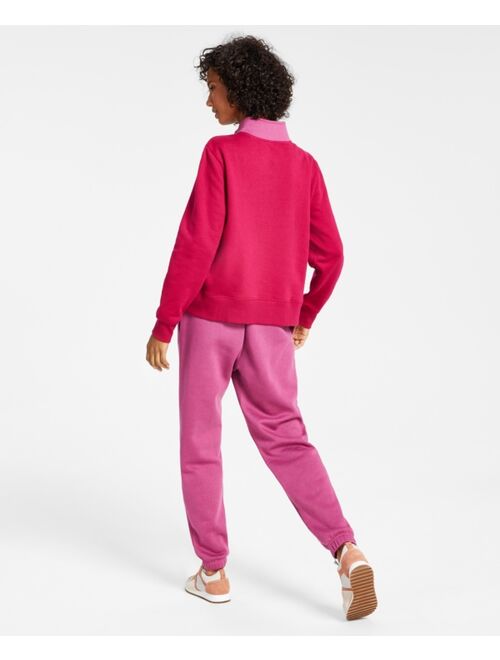ID IDEOLOGY Petite Colorblocked Quarter-Zip Sweatshirt, Created for Macy's