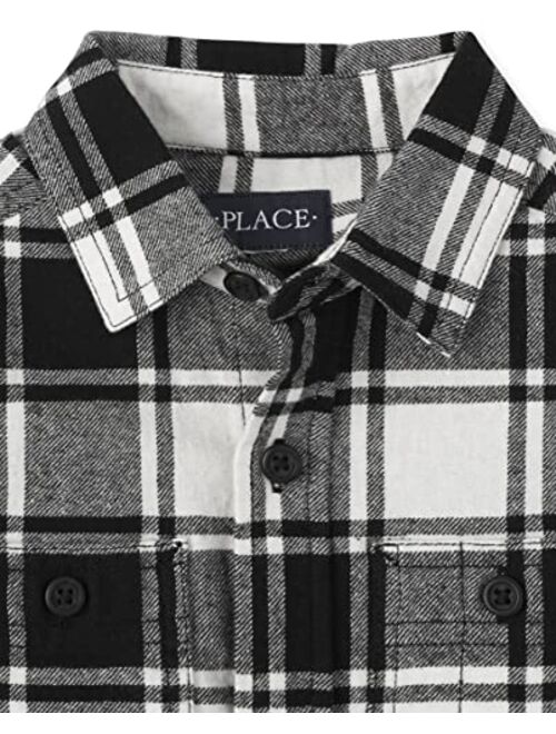 The Children's Place Boys' Long Sleeve Flannel Button Down Shirt