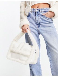 Weekday Weekdau Lollo faux shearling shoulder bag in cream