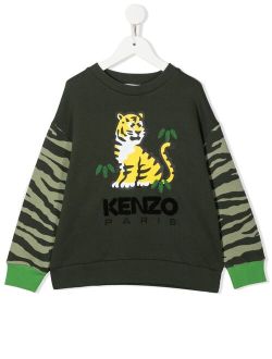 Kids tiger-motif cotton sweatshirt